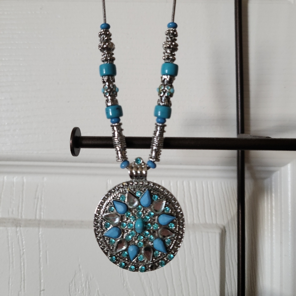Turquoise Disk Pendant Necklace